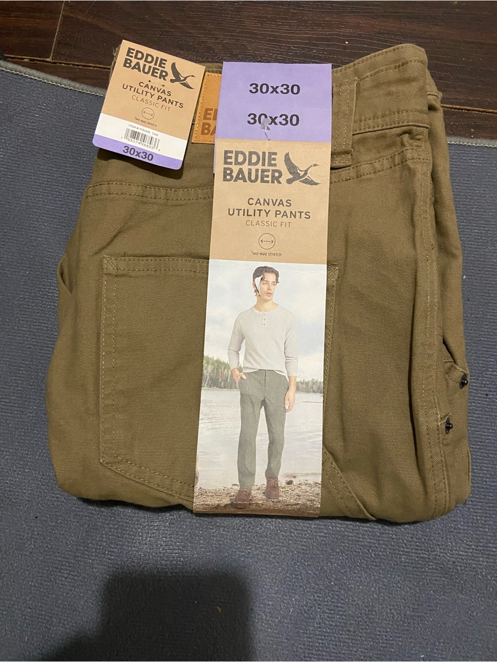 Eddie Bauer Mens Canvas Utility Pants 30 X 30 Tan Classic Fit Stretch Gorpcore